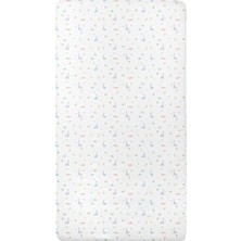 Casadora Baby Dino Beyaz %100 Organik Pamuk Saten Çocuk Lastikli Çarşaf 120 x 200 cm