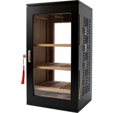 Cigarloong Gold Tasarım 3 Raflı Humidor Mat Siyah 120'S Puro Kutusu