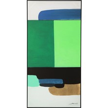 Kare Design Abstract Shapes Yeşil Çerçeveli Resim 73X143CM