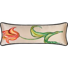 Alpaq Studio Lalezar Koyu Bej El Boyaması Ipek Kırlent 25 x 65 cm