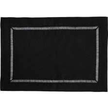 Midnight Siyah Keten 4'lü Amerikan Servis Seti 35 x 50 cm
