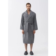 Qua Home Eclair Gri Penye Pamuklu Unisex Bornoz