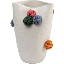 Kare Design Pomoli Beyaz Seramik Vazo