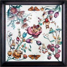 Un Poco Tales Of Flowers Desenli Ipek Ahşap Çerçeveli Tablo 24 x 24 cm