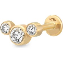 Rita Fine Jewelry Trio 14 Ayar Altın Kadın Pırlanta Piercing