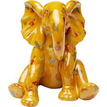 Kare Design Elephant Dots Sarı Fil Figürü Dekoratif Obje