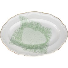 Gorgo Iruka Volante Dentelle Yeşil Oval Porselen Servis Tabağı