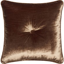 Alpaq Studio Kare Düğme Detaylı Kahverengi Kadife Yastık 45X45 cm