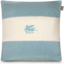 Etro Home Pegaso Mavi Beyaz Keten Dekoratif Yastık