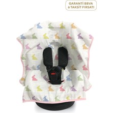 Deux Lapins %100 Pamuk Rainbow Lapin Pink Müslin Bebek Puset Oto Koltuk Örtüsü