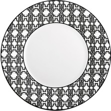 Roberto Cavalli Monogram Siyah Beyaz Desenli Porselen Yemek Tabağı 27 cm