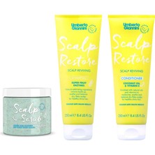 Umberto Giannini Scalp Restore Arındırıcı Şampuan + Saç Kremi + Saç Derisi Peeling'i 3'lü Bakım Seti
