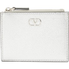 Valentino Garavani Vlogo Silver Kadın Deri Kartlık