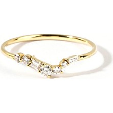 The Anoukis Asymmetry Pleasure Diamond Ring 14 Ayar Yellow Gold Kadın Altın Yüzük