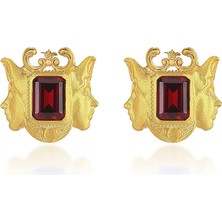 Tiron Isolde Red 18 Ayar Altın Kaplama Gümüş Kadın Küpe