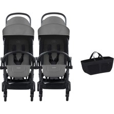 Bumprider Connect³ Ikiz Bebek Arabası Black Grey ve Yan Düzenleyici Çanta