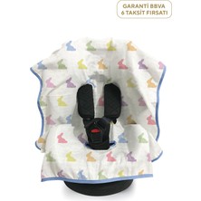 Deux Lapins %100 Pamuk Rainbow Lapin Blue Müslin Bebek Puset Oto Koltuk Örtüsü