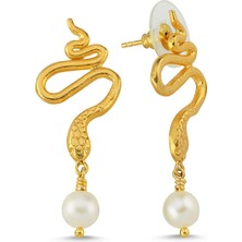 Michael's Pearl Snake Stud Kadın Gümüş Küpe