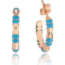 Hamza Yılmaz Jewelry Mavi Mineli 14 Ayar Altın Kadın Halka Küpe
