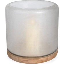 Guaxs Mumbai Lantern Base Oak Glass Clear Cam Büyük Boy Dekoratif Obje