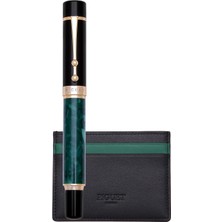 Piguet Taurus Marble Vert Rollerball Kalem ve Deri Kartlık Set
