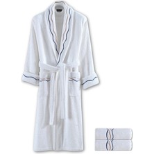 DK Store Toscana Beyaz %100 Pamuk 3'lü Havlu Bornoz Seti
