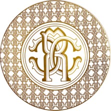 Roberto Cavalli Monogram Gold Altın Dekorlu Porselen Servis Tabağı ve Supla 32 cm
