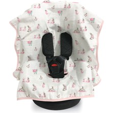 Deux Lapins %100 Pamuk Bébé Lapin Rose Müslin Puset & Oto Koltuk Örtüsü