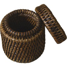 King Zoo Mat Koyu Kahve Rattan Kulak Çubuğu Kutusu
