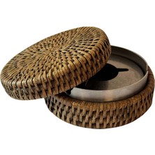 King Zoo Koyu Kahverengi Alçak Rattan Kül Tablası