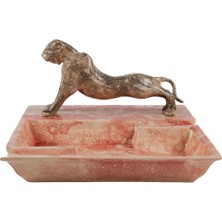 Panter Figürlü Art Deco Porselen Kül Tablası