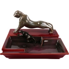 Panter Figürlü Art Deco Porselen Kül Tablası