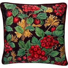 Elif Erdem Golden Baroque Berries Desenli Bordo Kadife Kırlent 45 x 45 cm