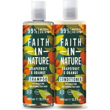 Faith In Nature Greyfurt Portakal %99 Doğal Tazeleyici Saç Kremi ve Şampuan 2 x 400 ml
