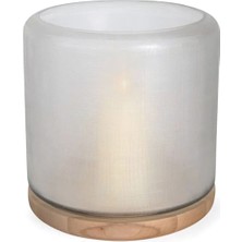 Guaxs Mumbai Lantern Base Oak Glass Clear Cam Orta Boy Dekoratif Obje
