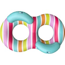 Swim Essentials Striped Rainbow Iki Bölmeli Unisex Çocuk Yüzme Simidi 190 cm