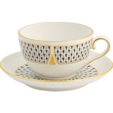 Herend Art Deco Desenli Porselen Çay Fincanı ve Tabağı