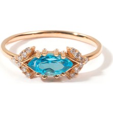 The Anoukis Eye Of Sauron Ring Diamond And Aquamarine 14 Ayar Altın Yüzük