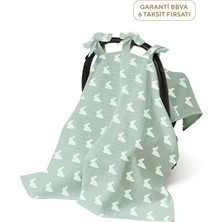 Deux Lapins %100 Pamuk Mono Lapin Matcha Green Pamuklu Müslin Puset Örtüsü