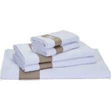 Etro Home Dafne Beyaz 5li Logo Jakarlı Havlu Seti