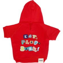Hypet Fashion Eat Play Bark Hoodie Kırmızı Köpek Kıyafeti