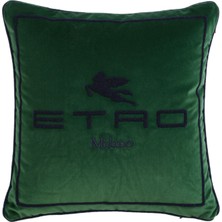 Etro Home Yeşil Logo Nakışlı Dekoratif Yastık