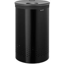 Brabantia Matt Siyah Plastik Kapaklı Çelik Çamaşır Sepeti 60L