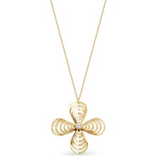 Orena Jewelry Golden Pırlanta Taşlı 14 Ayar Altın Kadın Kolye