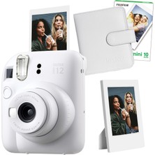 Fujifilm Instax Mini 12 Beyaz Fotoğraf Makinesi + 10'lu Film Çerçeve ve Kare Albüm Seti