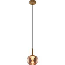 Bakara Collection Andromeda Bakır Cam Yuvarlak Tekli LED Sarkıt Avize 12 x 200 cm