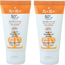 All In All Is Hyalüronik Asit ve Jojoba Yağı Içeren SPF50+ Tüm Ciltler Için Yüksek Korumalı 2'li Güneş Kremi 50 ml
