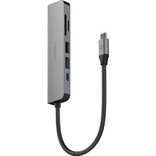 Energea Aluhub Hd3 6in1 4K 60W Pd Koyu Gri Hub Dönüştürücü
