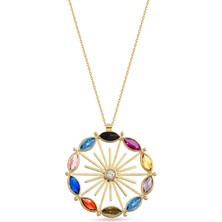 Orena Jewelry Circle Garden Pırlanta Taşlı 14 Ayar Altın Kadın Kolye