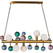 Bubble Metal Mat Gold Opak Cam Detaylı Yatay Sarkıt Avize
